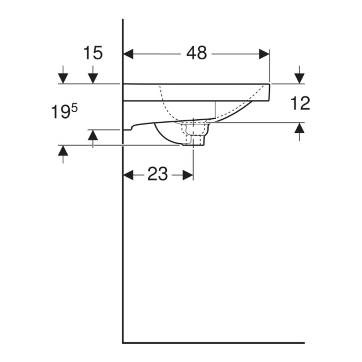 Geberit Waschtisch Acanto 75x48,2cm, m Abl, m HL, m ÜL, we. K-Tect