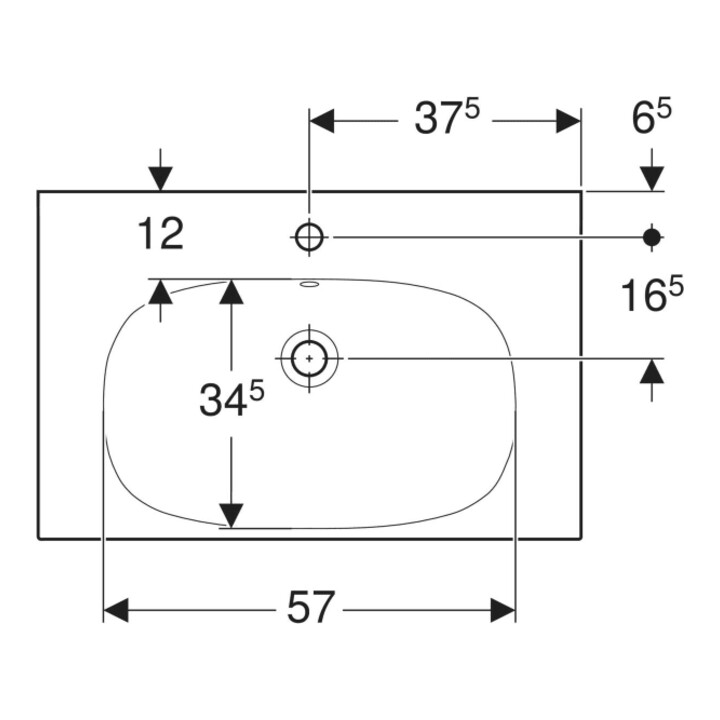 Geberit Waschtisch Acanto 75x48,2cm, m Abl, m HL, m ÜL, we. K-Tect
