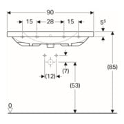 Geberit Waschtisch Acanto 90x48,2cm, m Abl, m Hahnl., ÜL, we.-4