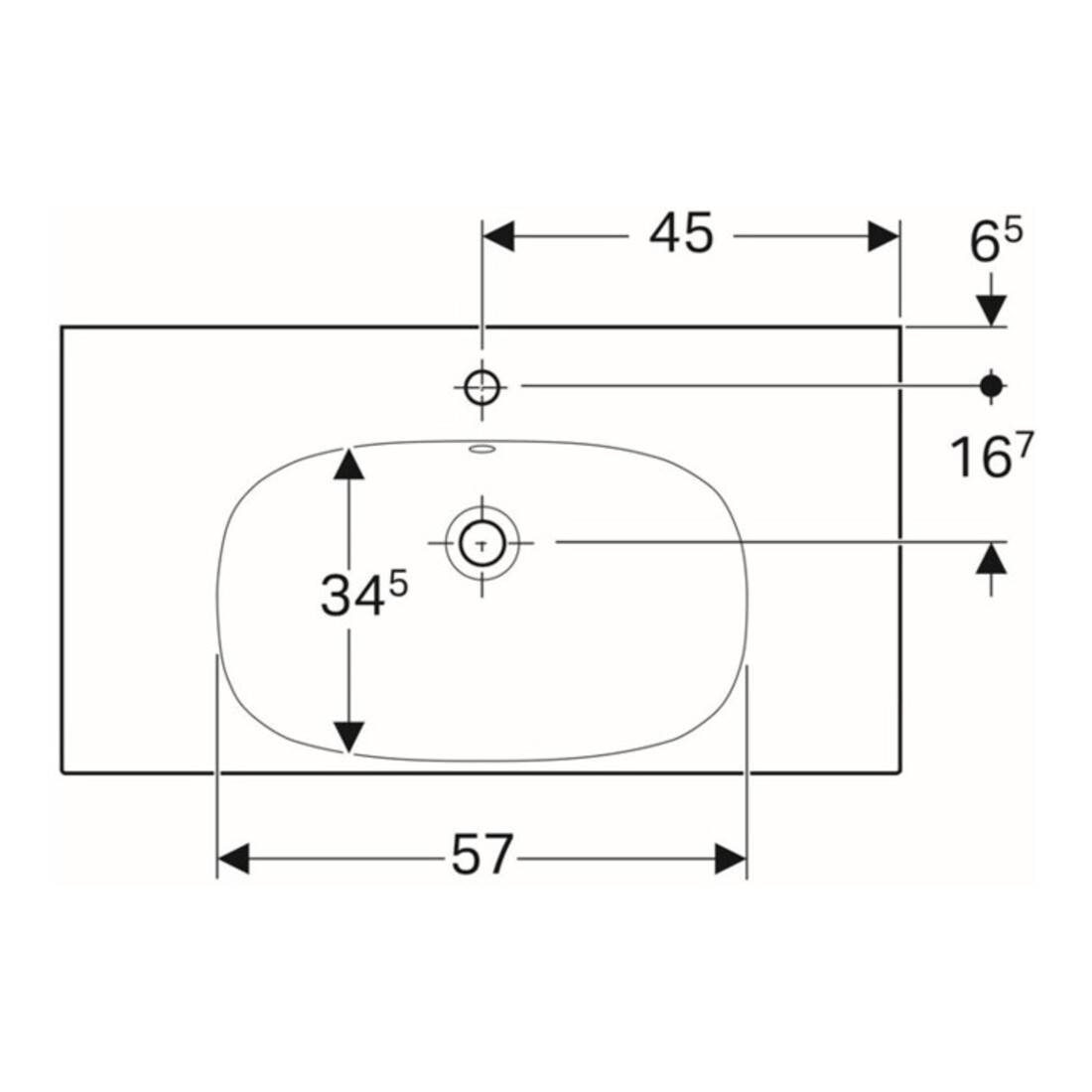 Geberit Waschtisch Acanto 90x48,2cm, m Abl, m Hahnl., ÜL, we.