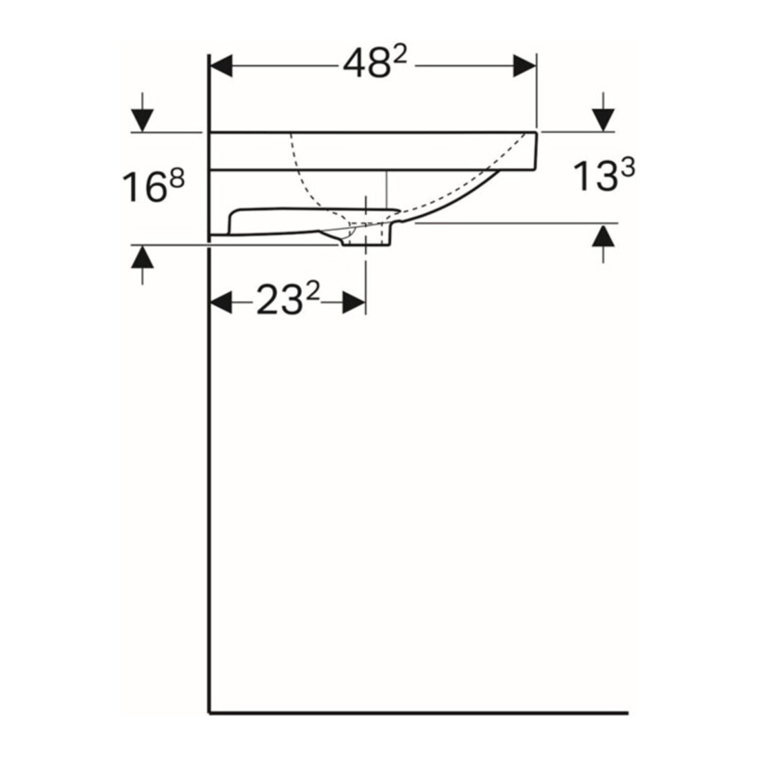 Geberit Waschtisch Acanto 90x48,2cm, m Abl, m Hahnl., ÜL, we.