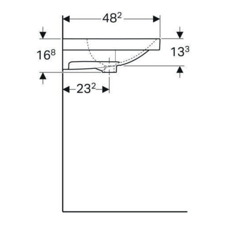 Geberit Waschtisch Acanto 90x48,2cm, m Abl, m Hahnl., ÜL, we.