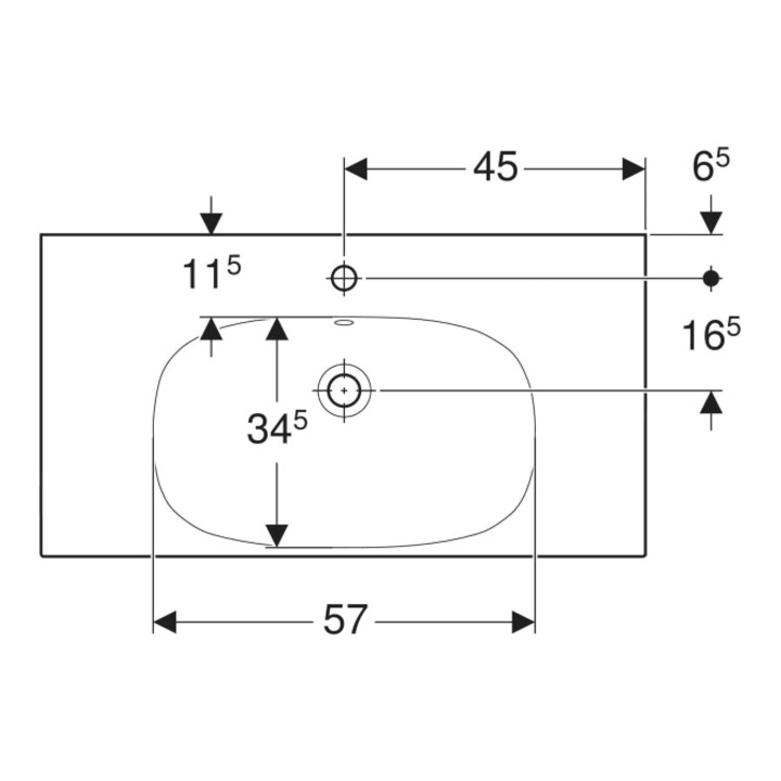 Geberit Waschtisch Acanto 90x48,2cm, m Abl, m HL, ÜL, we. K-Tect