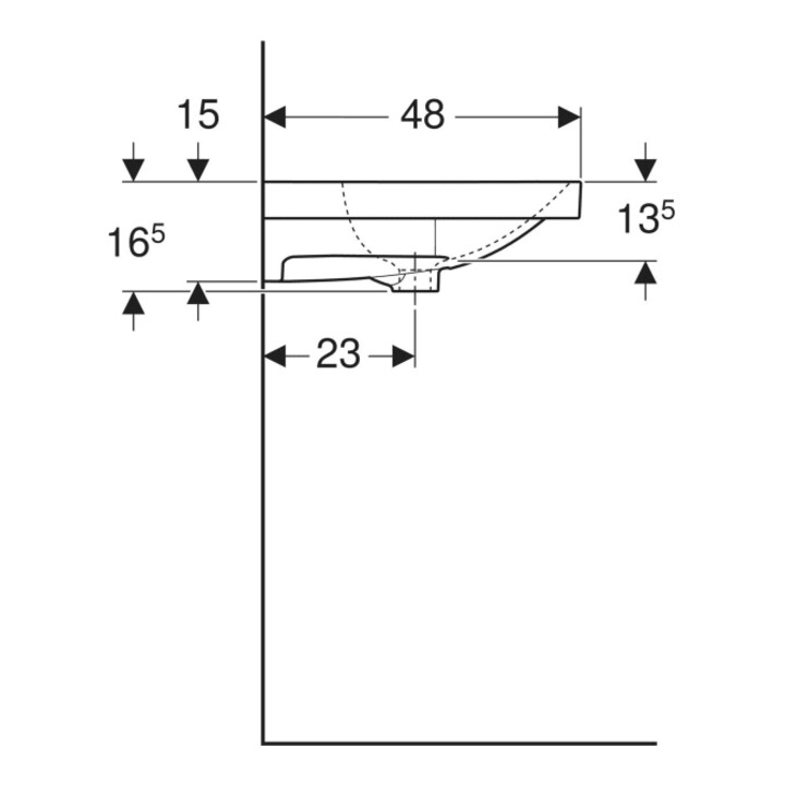 Geberit Waschtisch Acanto 90x48,2cm, m Abl, m HL, ÜL, we. K-Tect