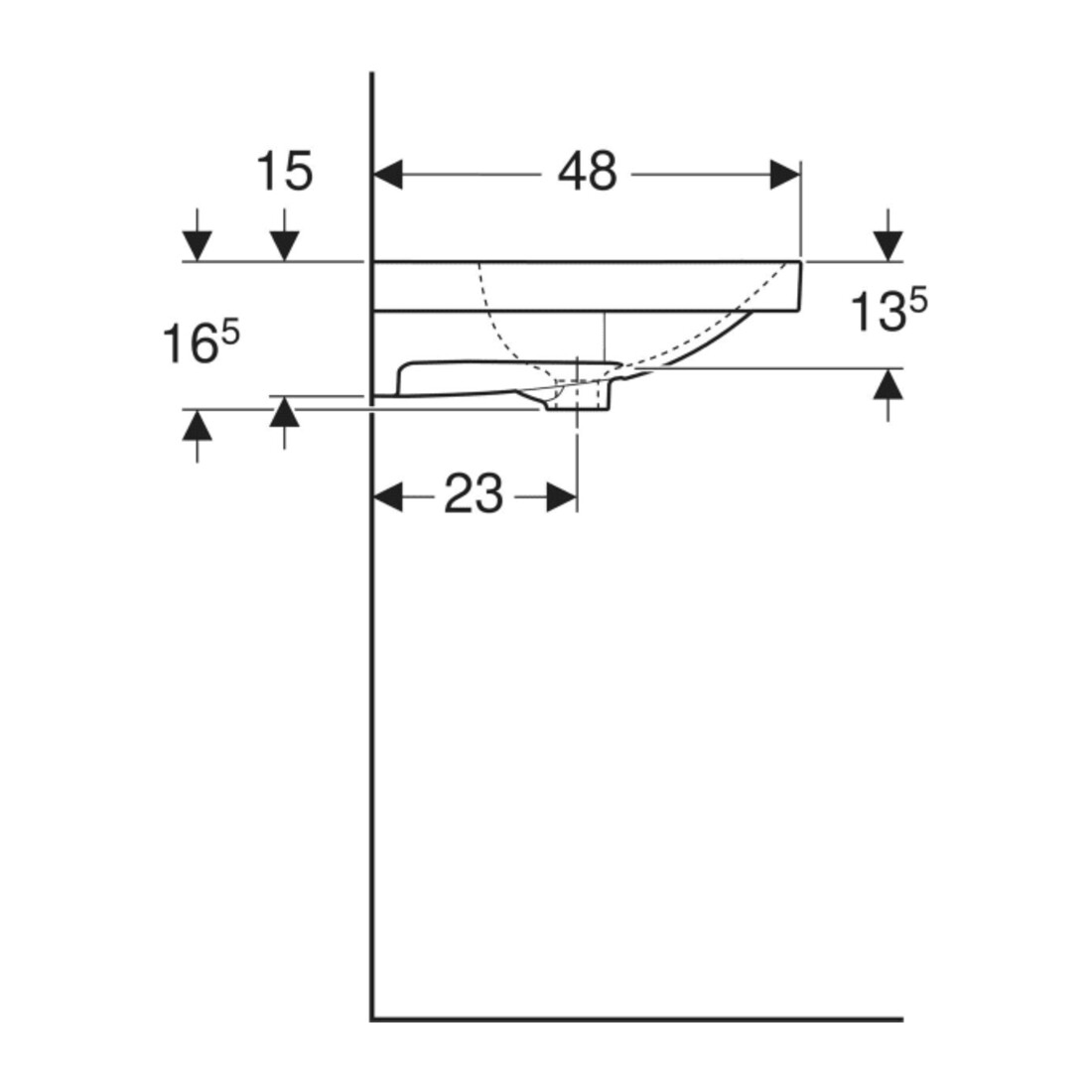 Geberit Waschtisch Acanto 90x48,2cm, m Abl, m HL, ÜL, we. K-Tect