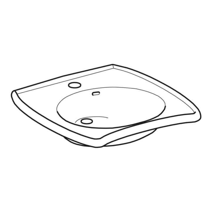 Geberit Waschtisch barrierefrei Vitalis 55x55cm, m Hahnloch, mit Überlauf, weiß