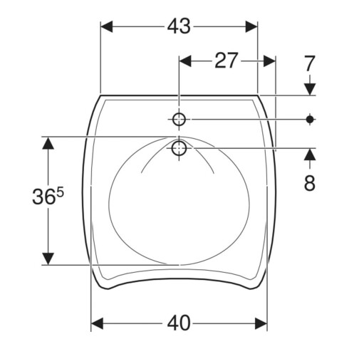 Geberit Waschtisch barrierefrei Vitalis 55x55cm, m Hahnloch, ohne Überlauf, weiß