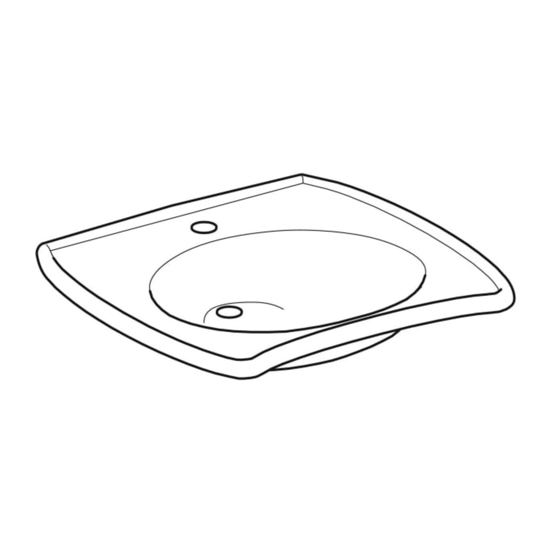 Geberit Waschtisch barrierefrei Vitalis 65x60cm, m Hahnloch, ohne Überlauf, weiß