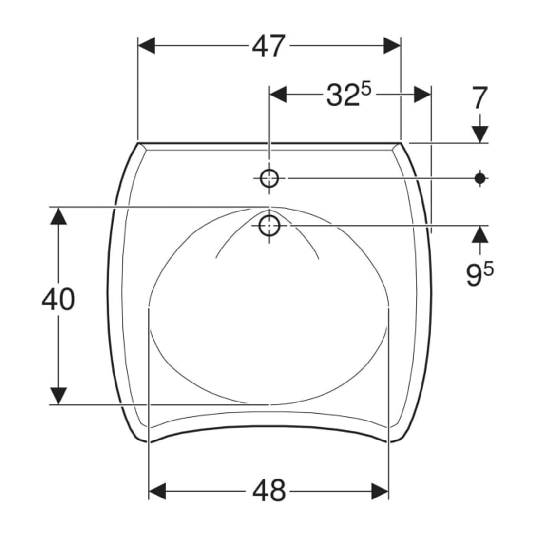 Geberit Waschtisch barrierefrei Vitalis 65x60cm, m Hahnloch, ohne Überlauf, weiß