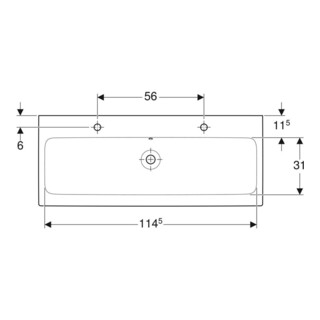 Geberit Waschtisch iCon 1200 x 485 mm, mit Überlauf mit zwei Hahnlöchern weiß