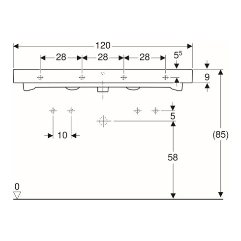 Geberit Waschtisch iCon 120x48,5cm, m 2 HL, weiß, mit Überlauf