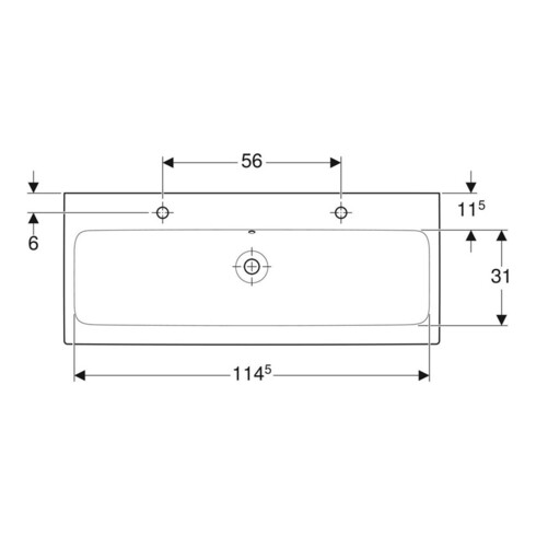 Geberit Waschtisch iCon 120x48,5cm, m 2 HL, weiß, mit Überlauf