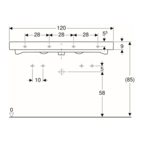 Geberit Waschtisch iCon 120x48,5cm, m 2 HL, weiß, mit Überlauf