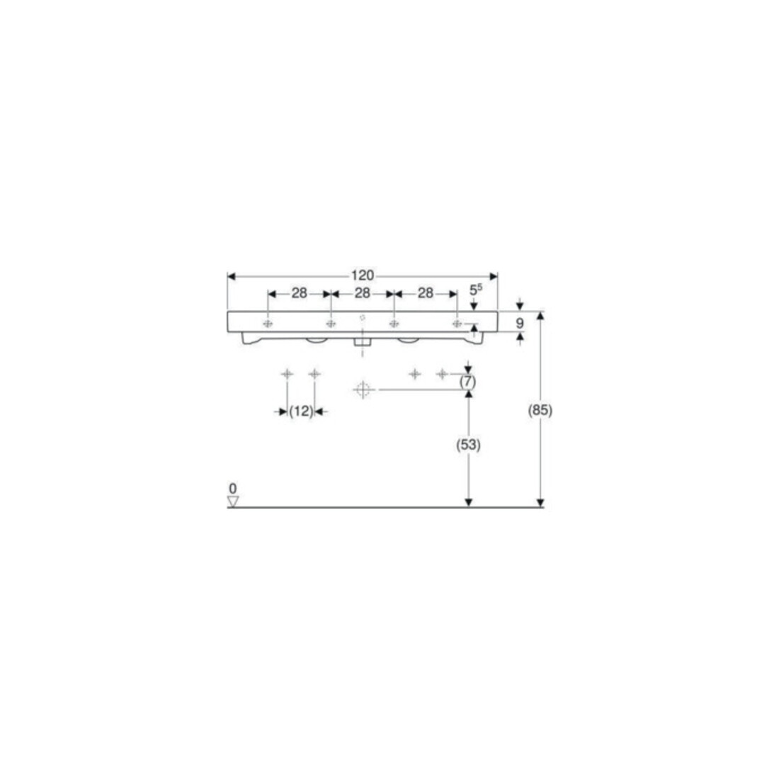 Geberit Waschtisch iCon 120x48,5cm, m 2 HL, weiß, mit Überlauf