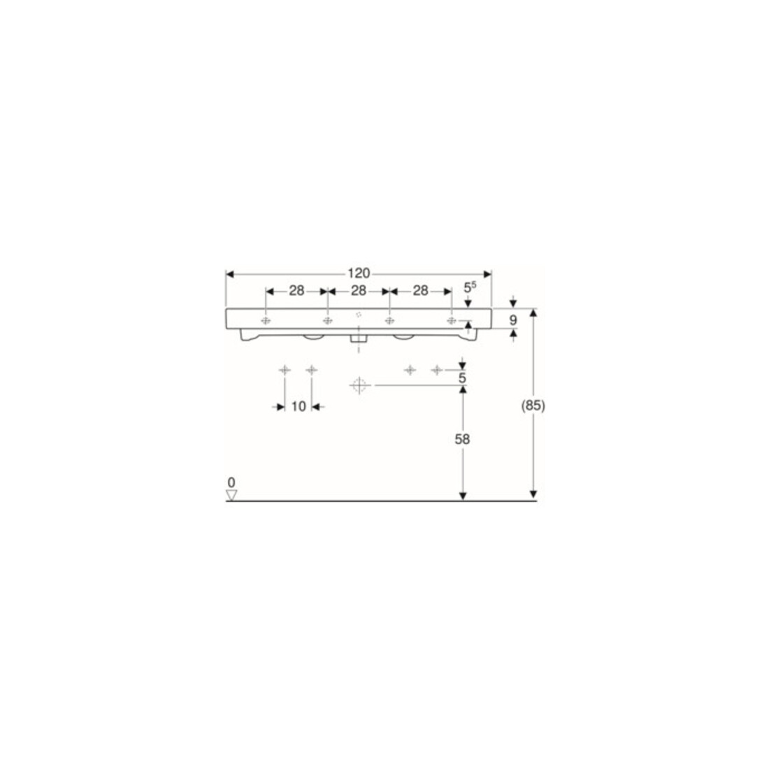 Geberit Waschtisch iCon 120x48,5cm, m 2 HL, weiß, mit Überlauf