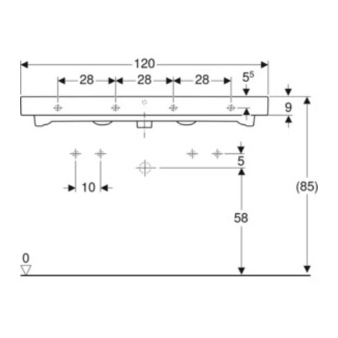 Geberit Waschtisch iCon 120x48,5cm, m 2 HL, weiß, mit Überlauf