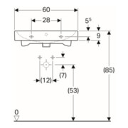 Geberit Waschtisch iCon 60x48,5cm, we. K-Tect, m Hahnl., m ÜL-5