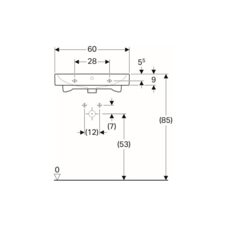 Geberit Waschtisch iCon 60x48,5cm, we. K-Tect, m Hahnl., m ÜL