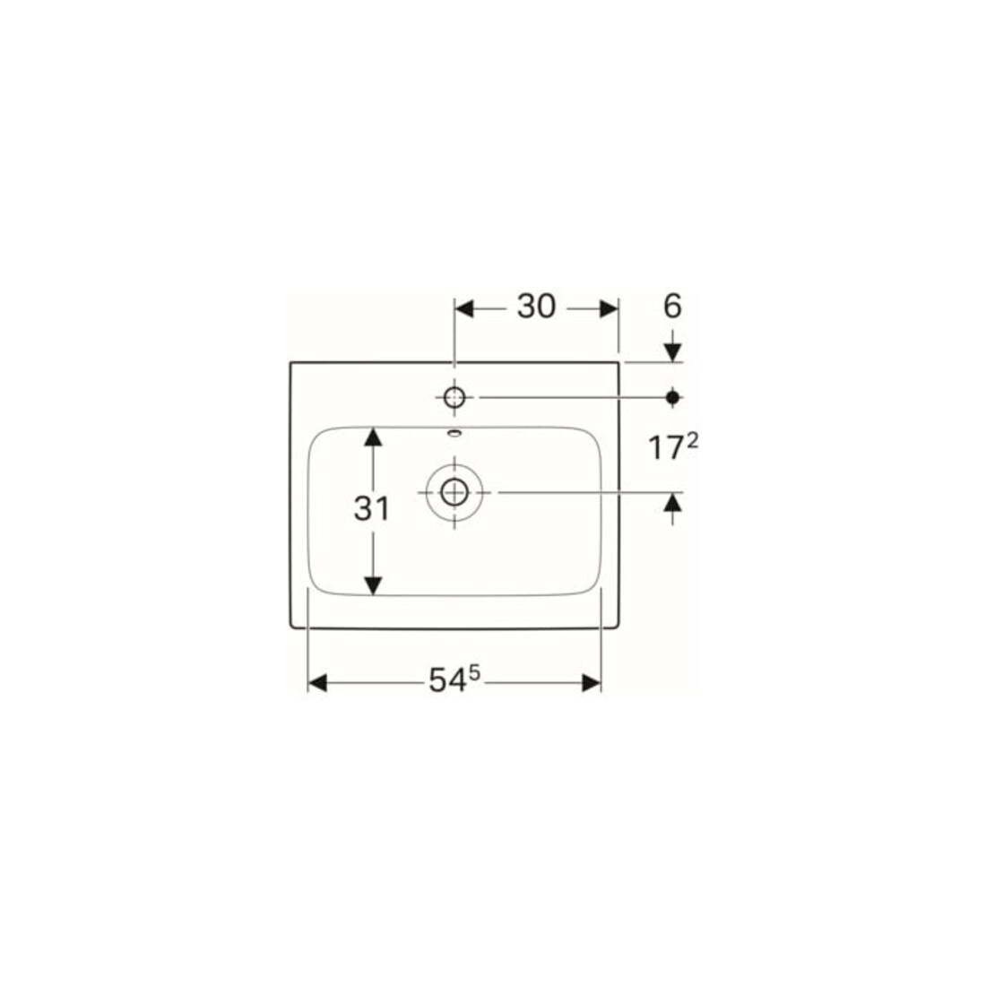 Geberit Waschtisch iCon 60x48,5cm, we. K-Tect, m Hahnl., m ÜL