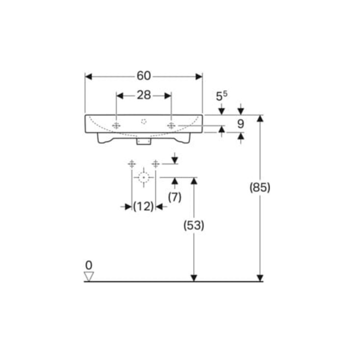 Geberit Waschtisch iCon 60x48,5cm, we. K-Tect, m Hahnl., m ÜL