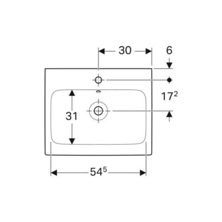 Geberit Waschtisch iCon 60x48,5cm, we. K-Tect, m Hahnl., m ÜL