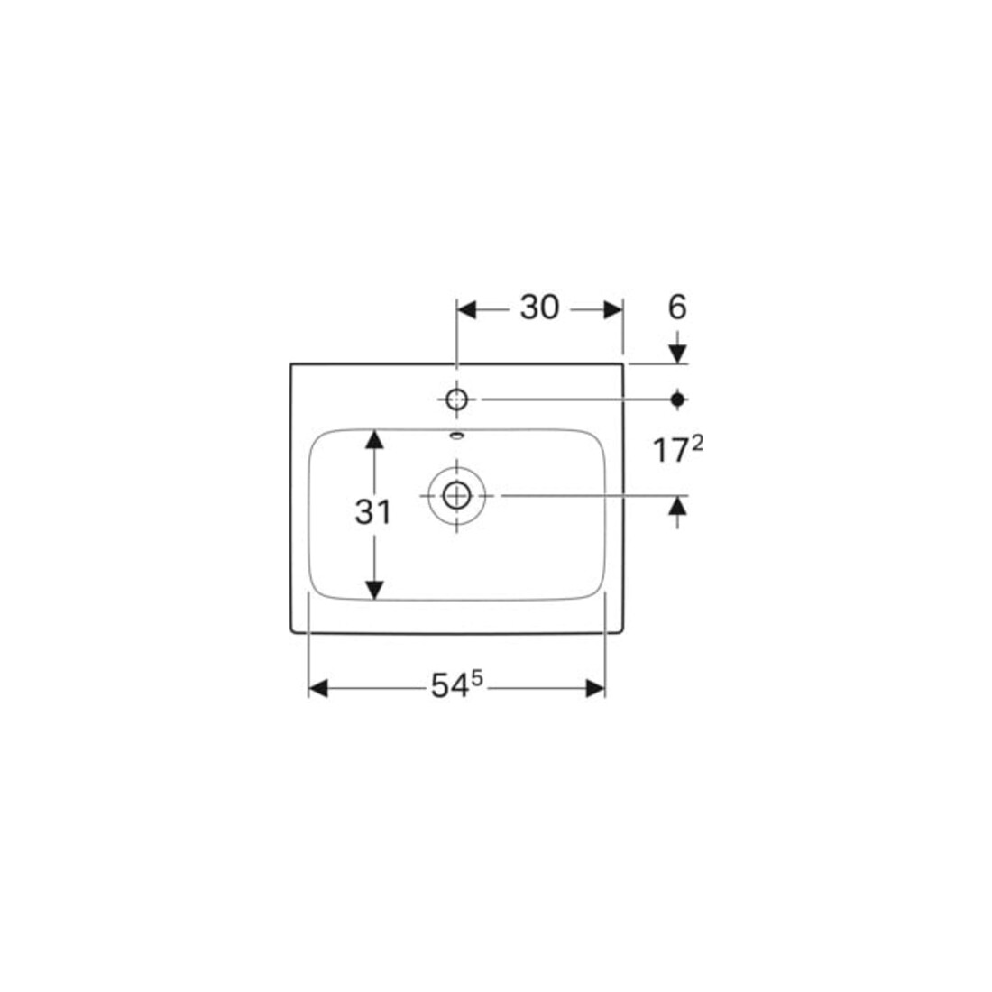 Geberit Waschtisch iCon 60x48,5cm, we. K-Tect, m Hahnl., m ÜL