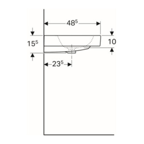 Geberit Waschtisch iCon 60x48,5cm, we., m Hahnloch, mit Überlauf