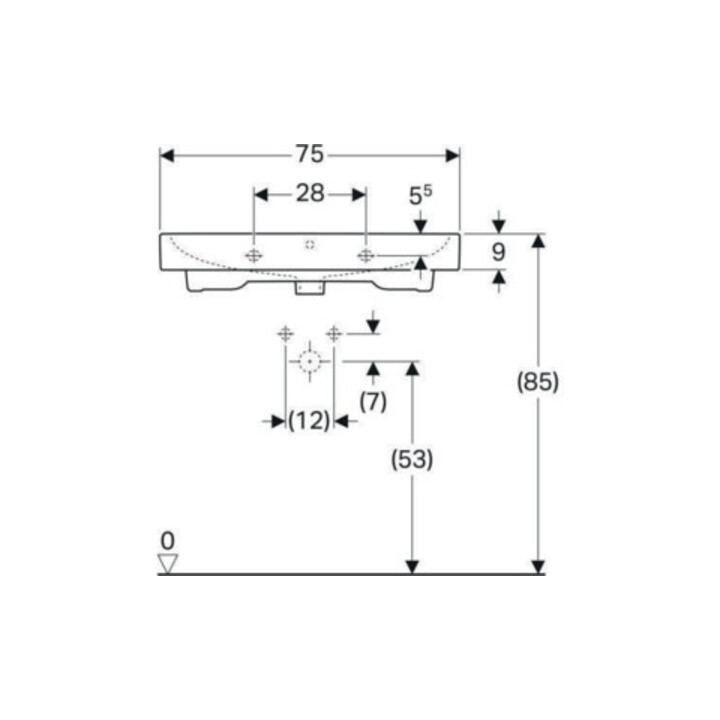 Geberit Waschtisch iCon 75x48,5cm, we. K-Tect, m Hahnl., m ÜL