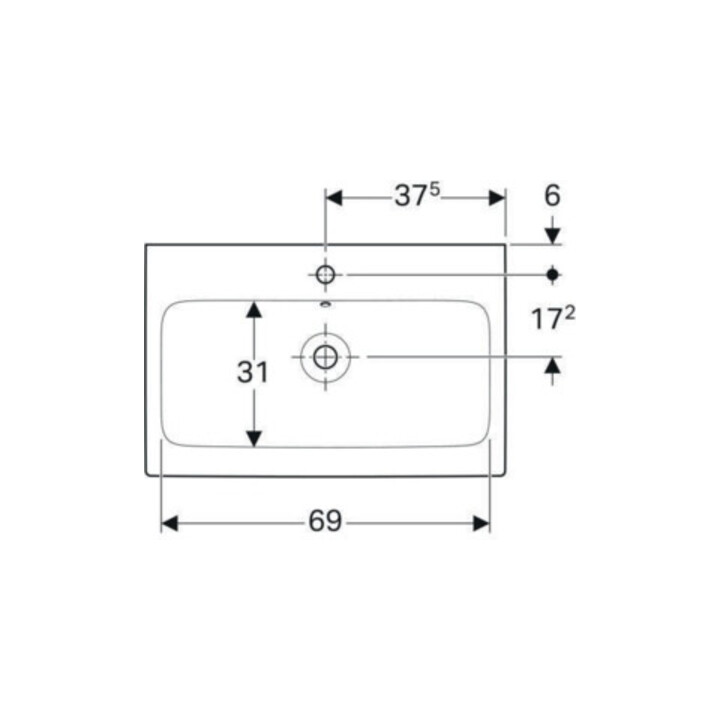 Geberit Waschtisch iCon 75x48,5cm, we. K-Tect, m Hahnl., m ÜL