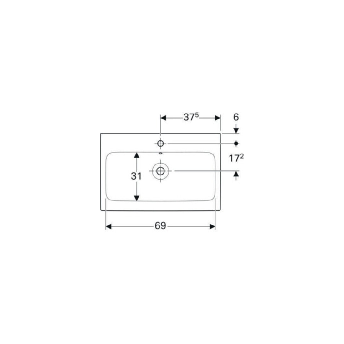 Geberit Waschtisch iCon 75x48,5cm, we. K-Tect, m Hahnl., m ÜL