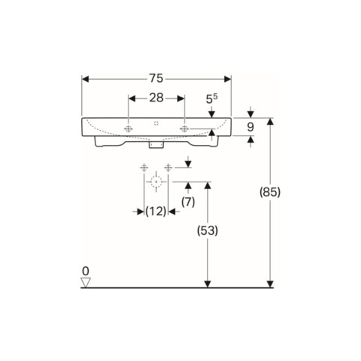 Geberit Waschtisch iCon 75x48,5cm, we. K-Tect, m Hahnl., m ÜL