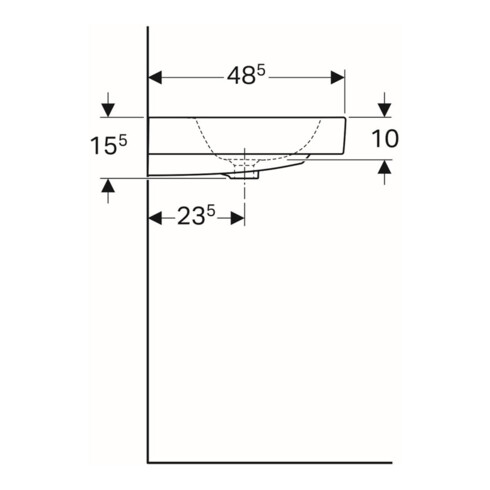 Geberit Waschtisch iCon 75x48,5cm, we., m Hahnloch, mit Überlauf