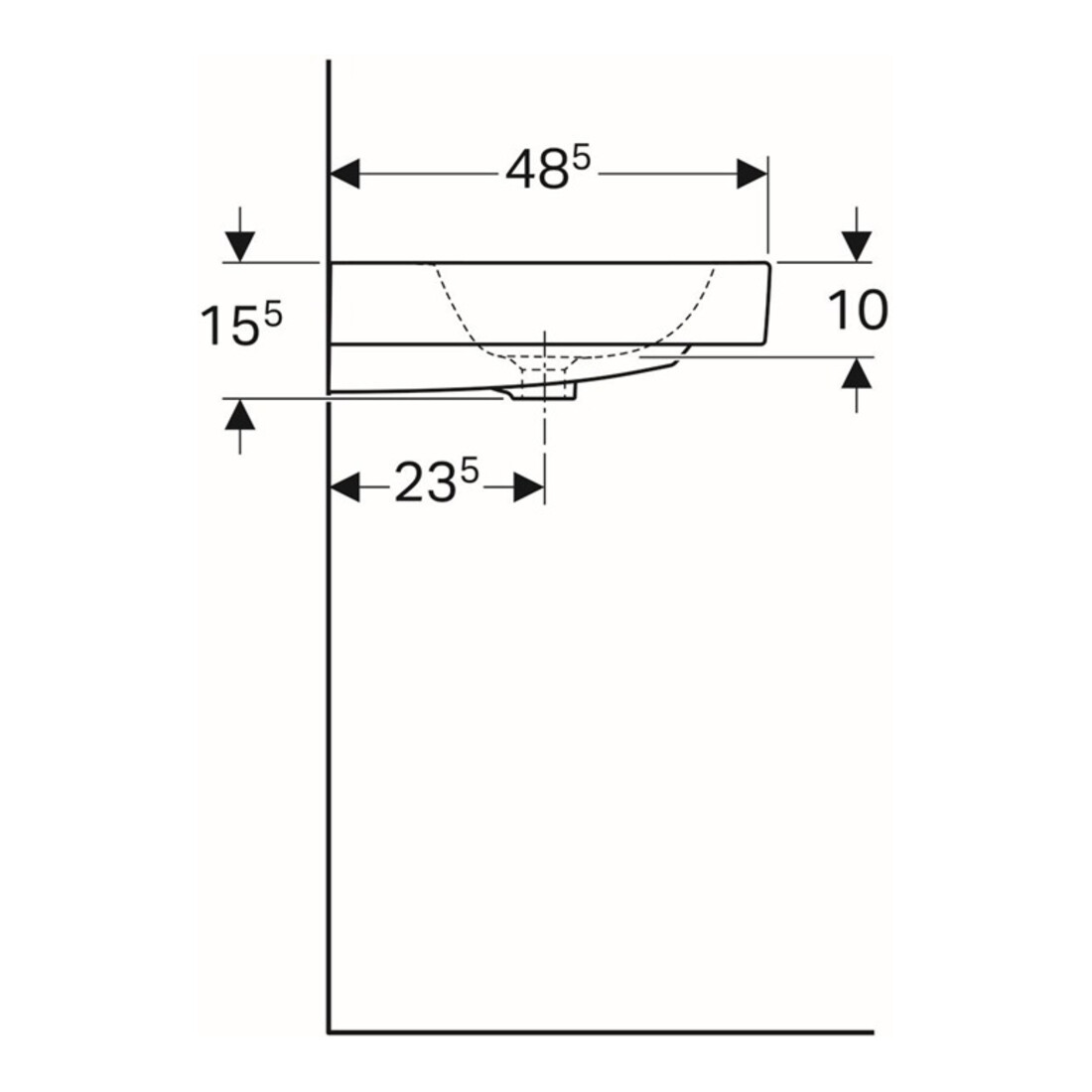 Geberit Waschtisch iCon 75x48,5cm, we., m Hahnloch, mit Überlauf