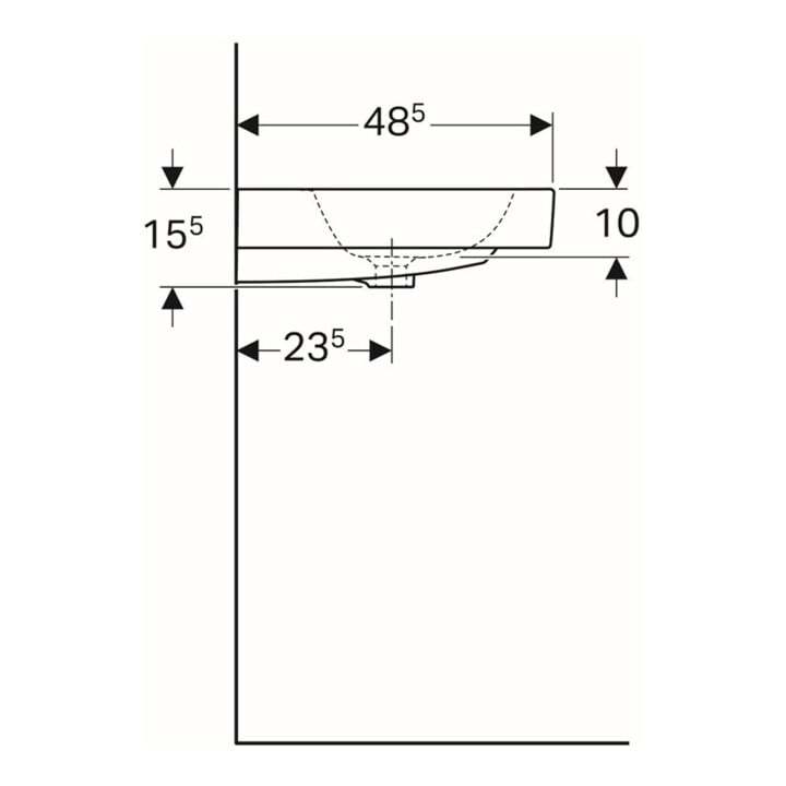 Geberit Waschtisch iCon 75x48,5cm, we., m Hahnloch, mit Überlauf