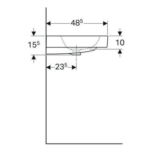 Geberit Waschtisch iCon 75x48,5cm, we., m Hahnloch, mit Überlauf