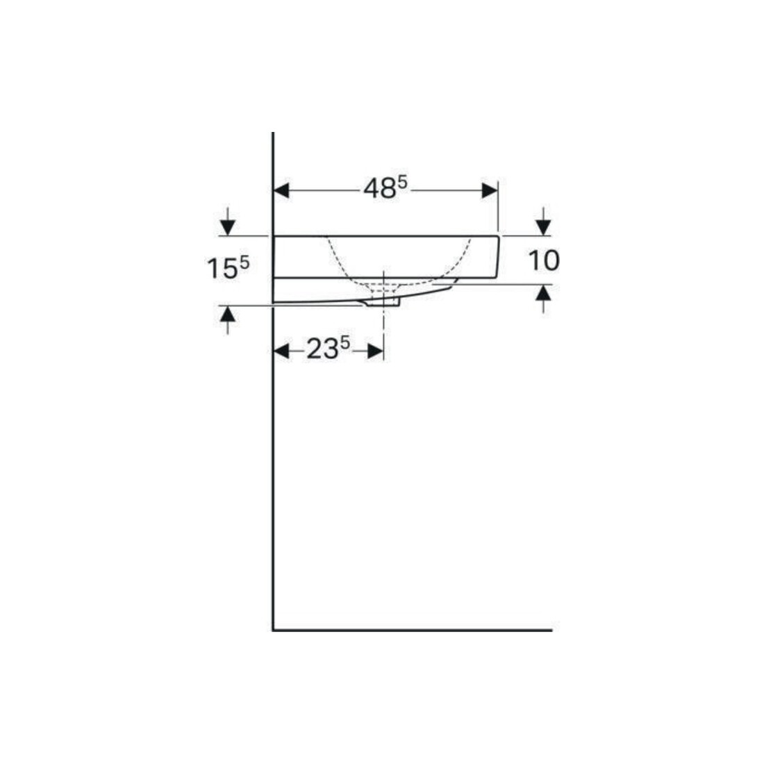 Geberit Waschtisch iCon 75x48,5cm, we., m Hahnloch, mit Überlauf