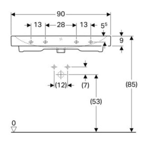 Geberit Waschtisch iCon 90x48,5cm, we. K-Tect, o. Hahnl., m ÜL