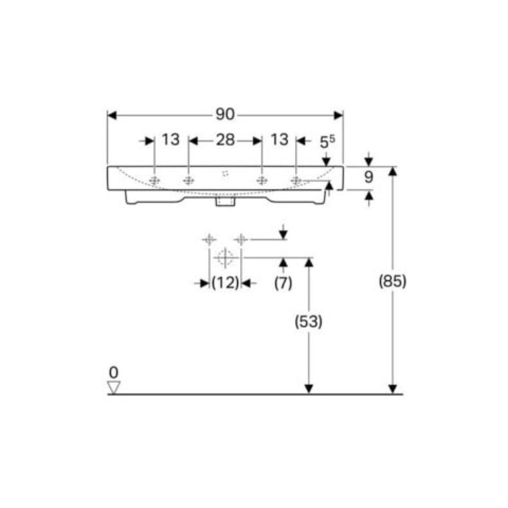 Geberit Waschtisch iCon 90x48,5cm, we. K-Tect, o. Hahnl., m ÜL