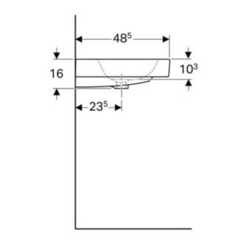 Geberit Waschtisch iCon 90x48,5cm, we. K-Tect, o. Hahnl., m ÜL