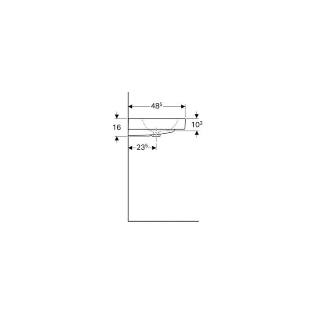 Geberit Waschtisch iCon 90x48,5cm, we. K-Tect, o. Hahnl., m ÜL