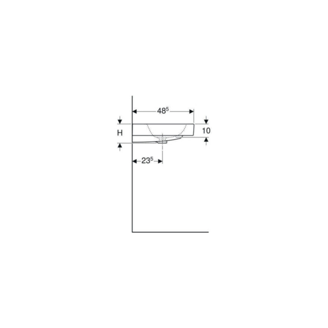 Geberit Waschtisch iCon 90x48,5cm, we., m Hahnloch, mit Überlauf