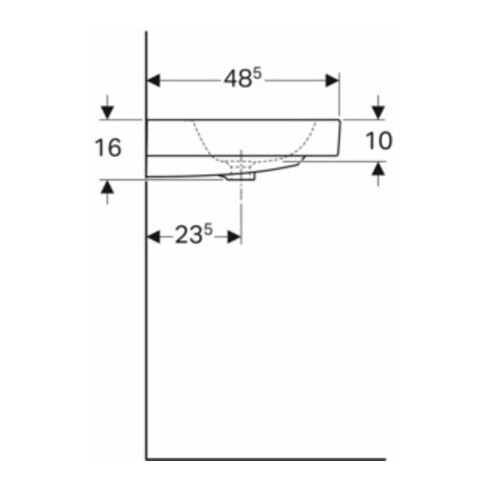 Geberit Waschtisch iCon 90x48,5cm, we., m Hahnloch, mit Überlauf