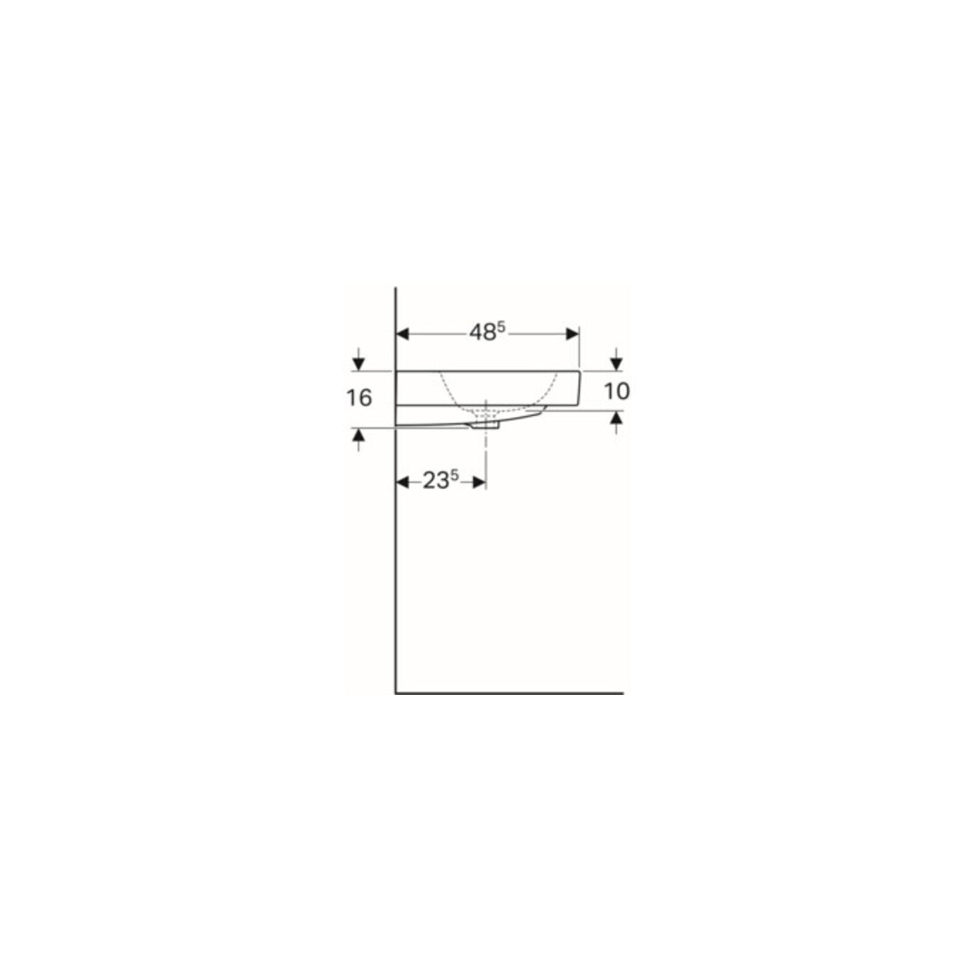 Geberit Waschtisch iCon 90x48,5cm, we., m Hahnloch, mit Überlauf