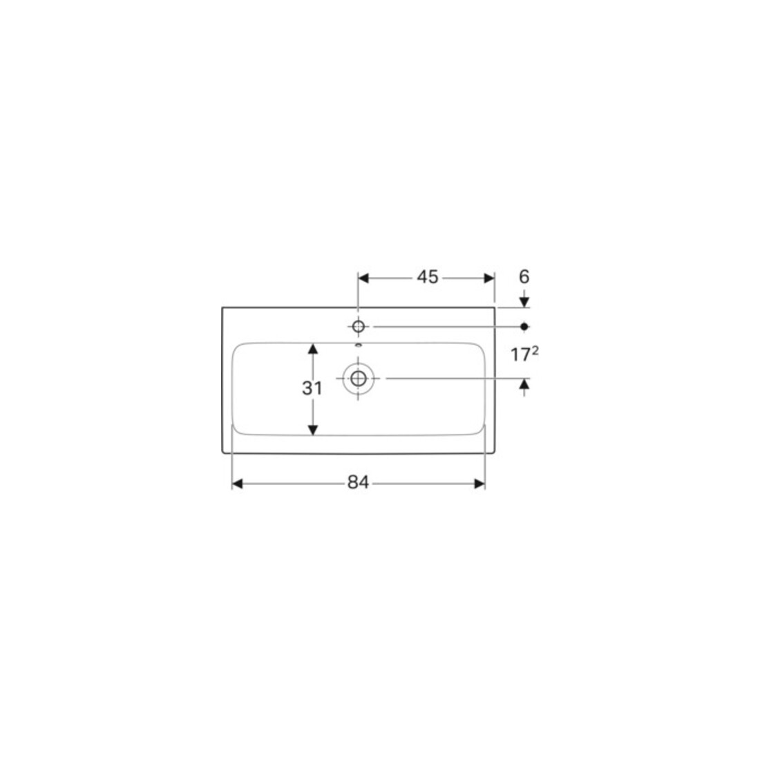 Geberit Waschtisch iCon 90x48,5cm, we., m Hahnloch, mit Überlauf