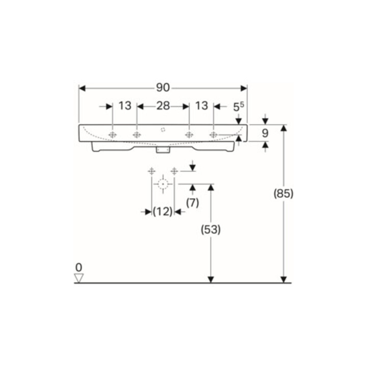 Geberit Waschtisch iCon 90x48,5cm, we., m Hahnloch, mit Überlauf