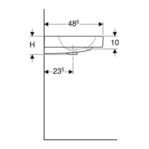 Geberit Waschtisch iCon 90x48,5cm, we., m Hahnloch, mit Überlauf