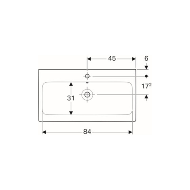 Geberit Waschtisch iCon 90x48,5cm, we., m Hahnloch, mit Überlauf