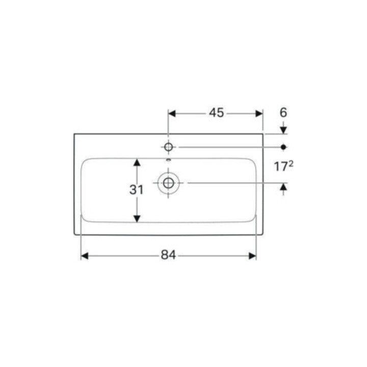 Geberit Waschtisch iCon 90x48,5cm, we., m Hahnloch, mit Überlauf