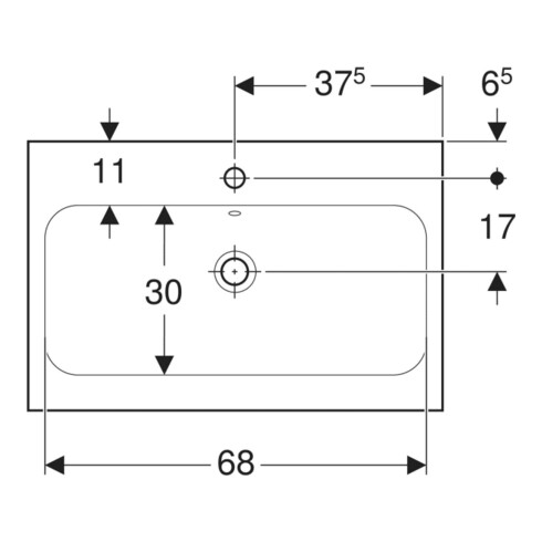 Geberit Waschtisch iCon Light 75x48cm, Hahnl. mit., m ÜL, we. KeraTect