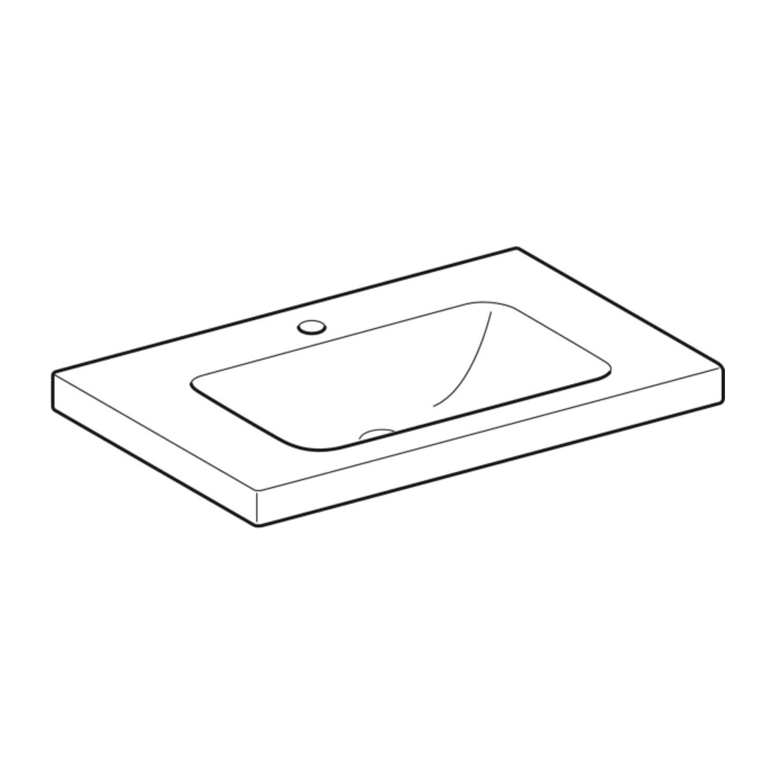 Geberit Waschtisch iCon Light 75x48cm, HL mi, o Ü, m Abl, we. K-Tect
